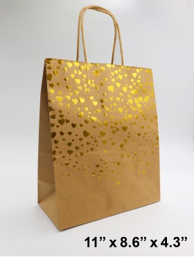 Heart Design Kraft Paper Gift Bags(12Pcs) 11"X 8.6"X  4.3"